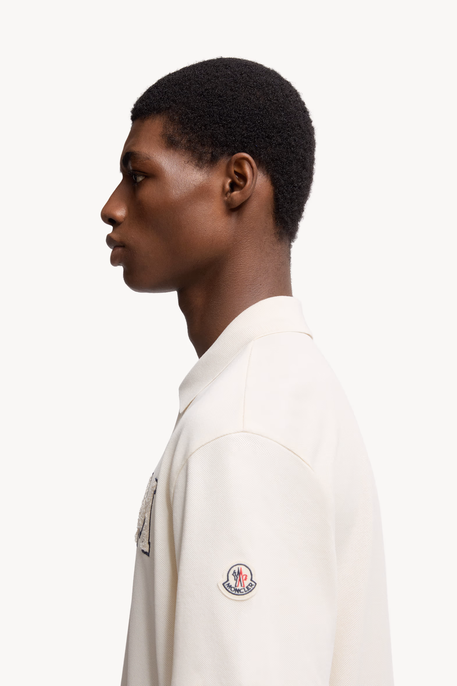 Monogram Cotton Piquet Polo Shirt Men White Ivory Moncler 4